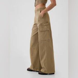 Gap Mid Rise Cargo Baggy Khakis Size 4 Tan Hayes Brown Relaxed Silhouette
